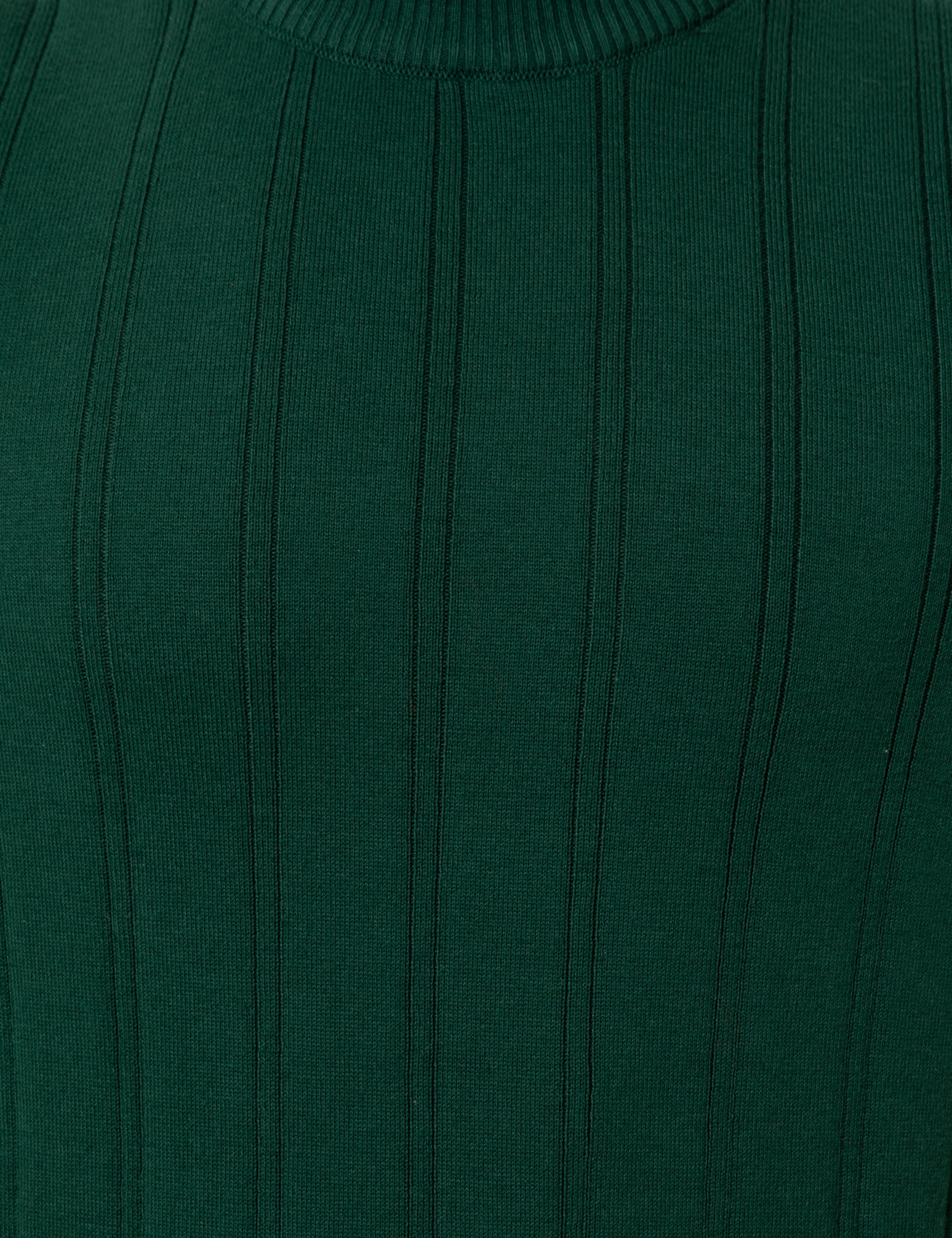 Yeşil Slim Fit Yarım Balıkçı Triko Kazak - Image 6