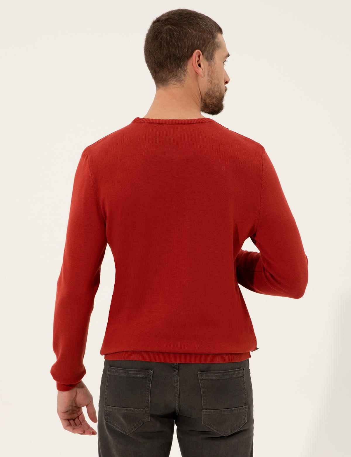 Kiremit Slim Fit Bisiklet Yaka Triko Kazak - 50257066067