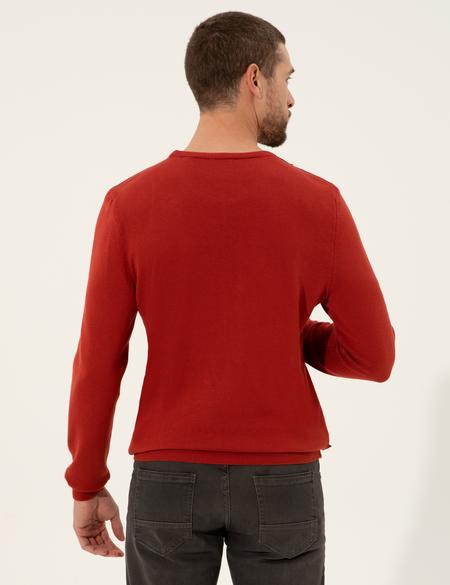 Kiremit Slim Fit Bisiklet Yaka Triko Kazak - 50257066067