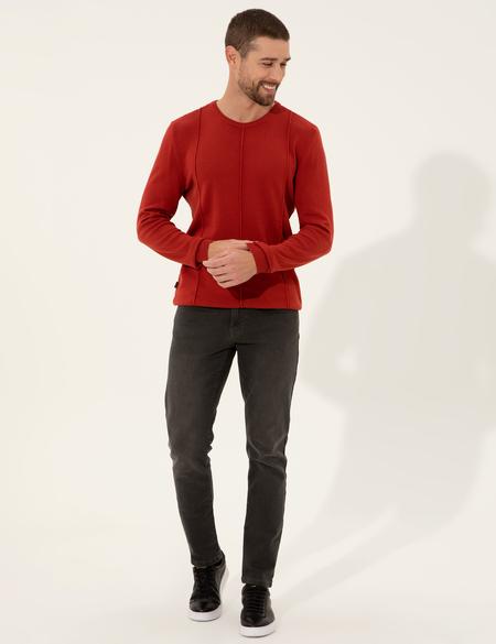 Kiremit Slim Fit Bisiklet Yaka Triko Kazak - 50257066067