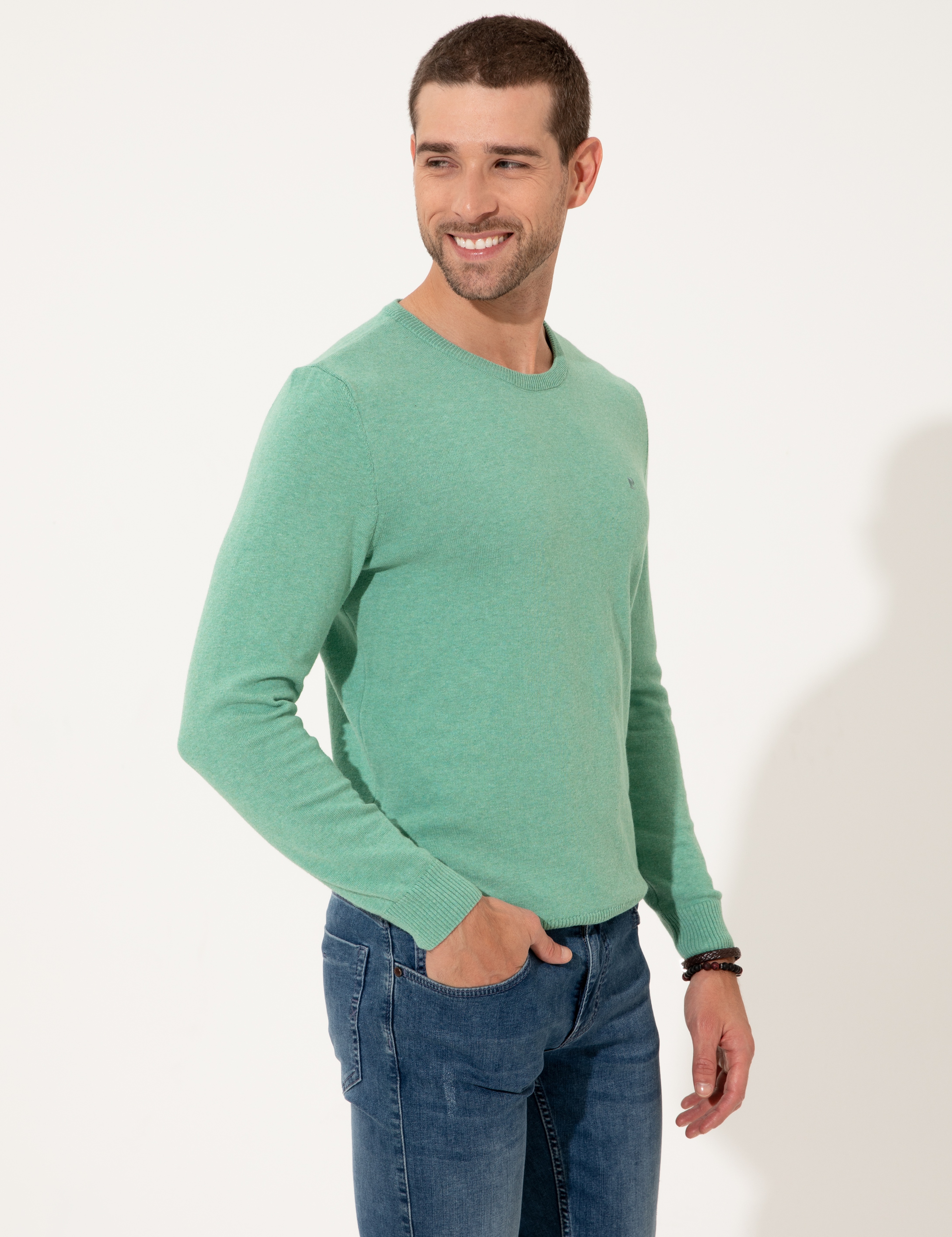 Mint Slim Fit Bisiklet Yaka Triko Kazak - Image 3