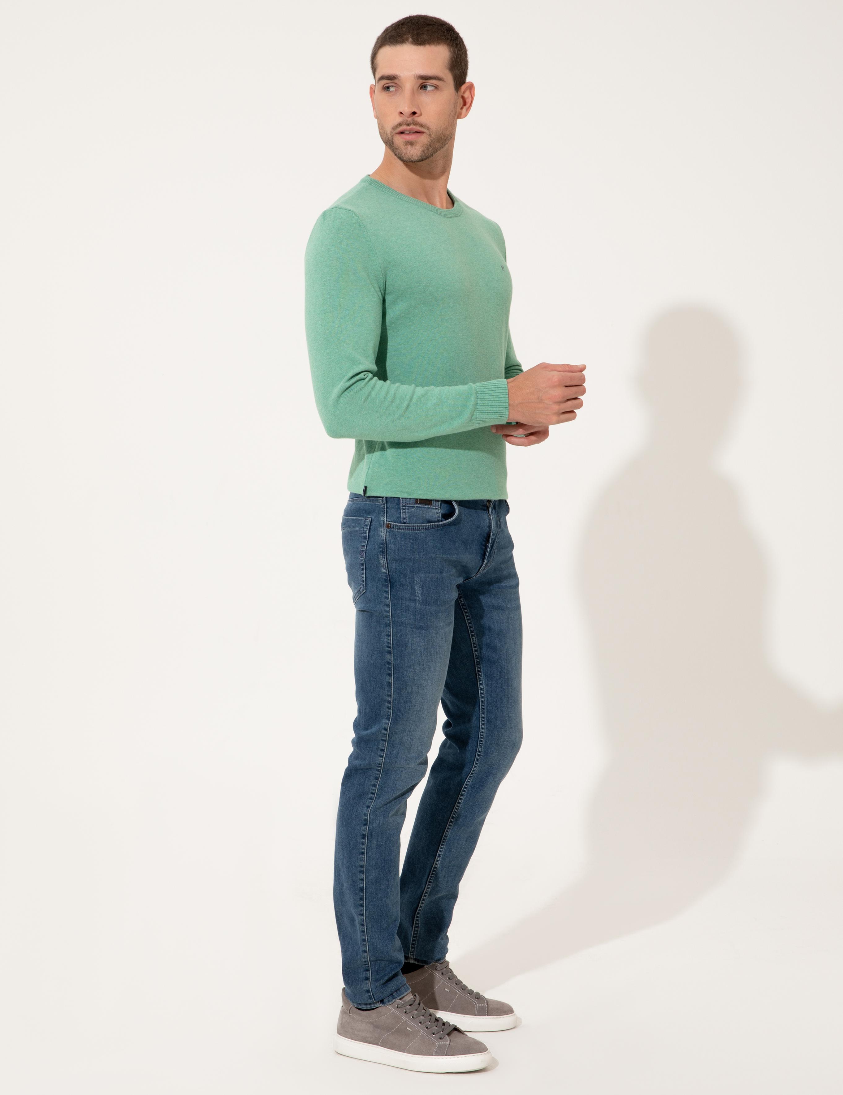 Mint Slim Fit Bisiklet Yaka Triko Kazak