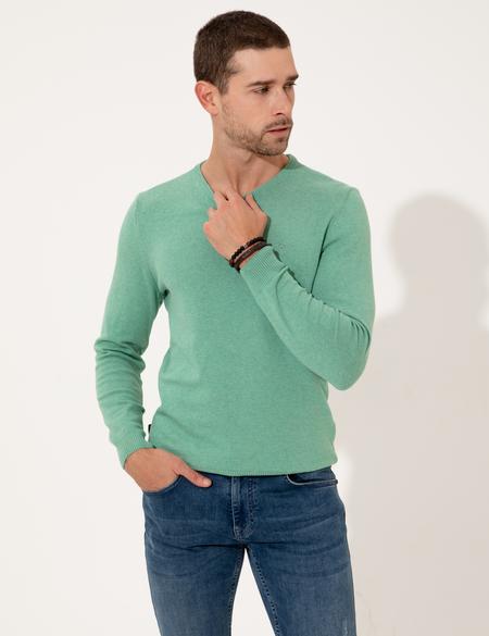Mint Slim Fit Bisiklet Yaka Triko Kazak - 50257068027