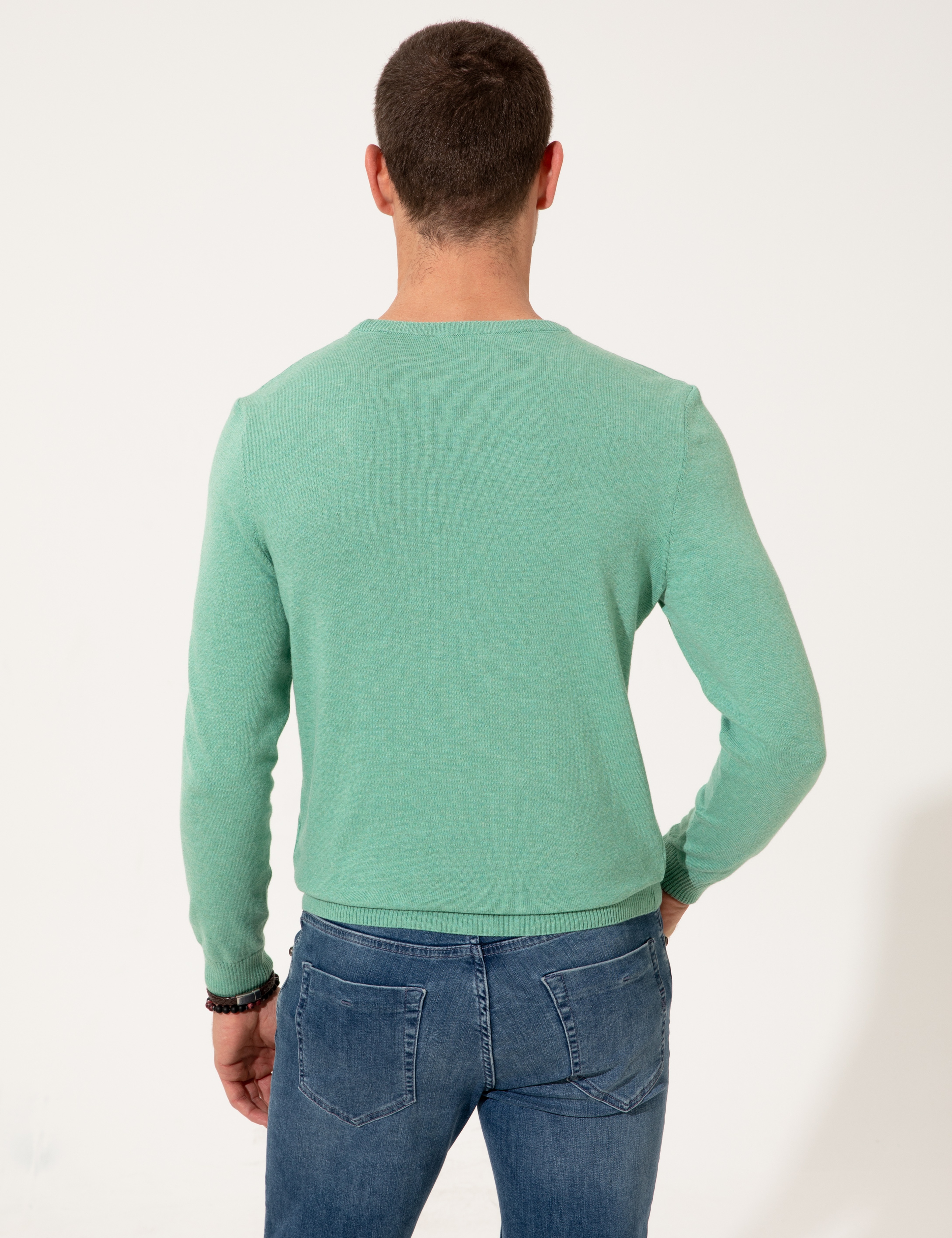 Mint Slim Fit Bisiklet Yaka Triko Kazak