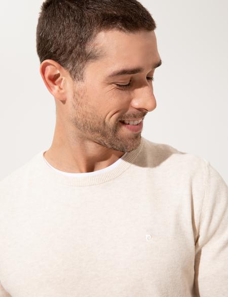 Krem Melanj Slim Fit Bisiklet Yaka Triko Kazak - 50257068017