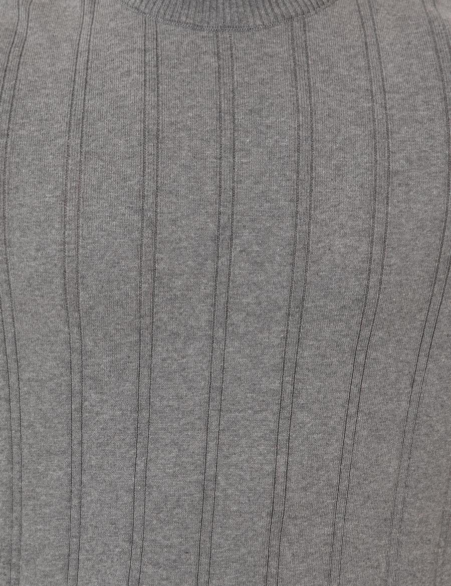 Açık Gri Melanj Slim Fit Triko Kazak