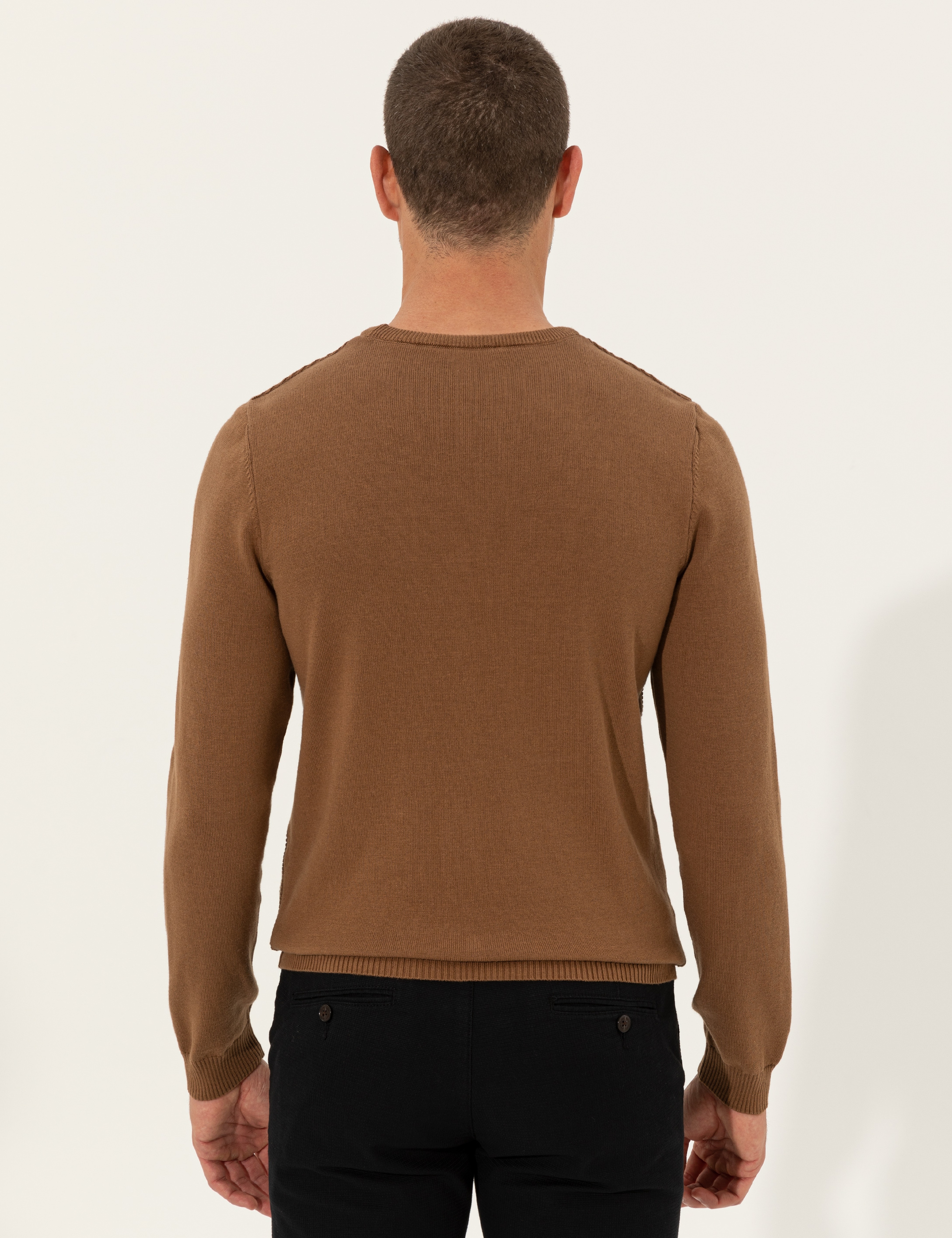 Taba Slim Fit Bisiklet Yaka Triko Kazak - Image 5