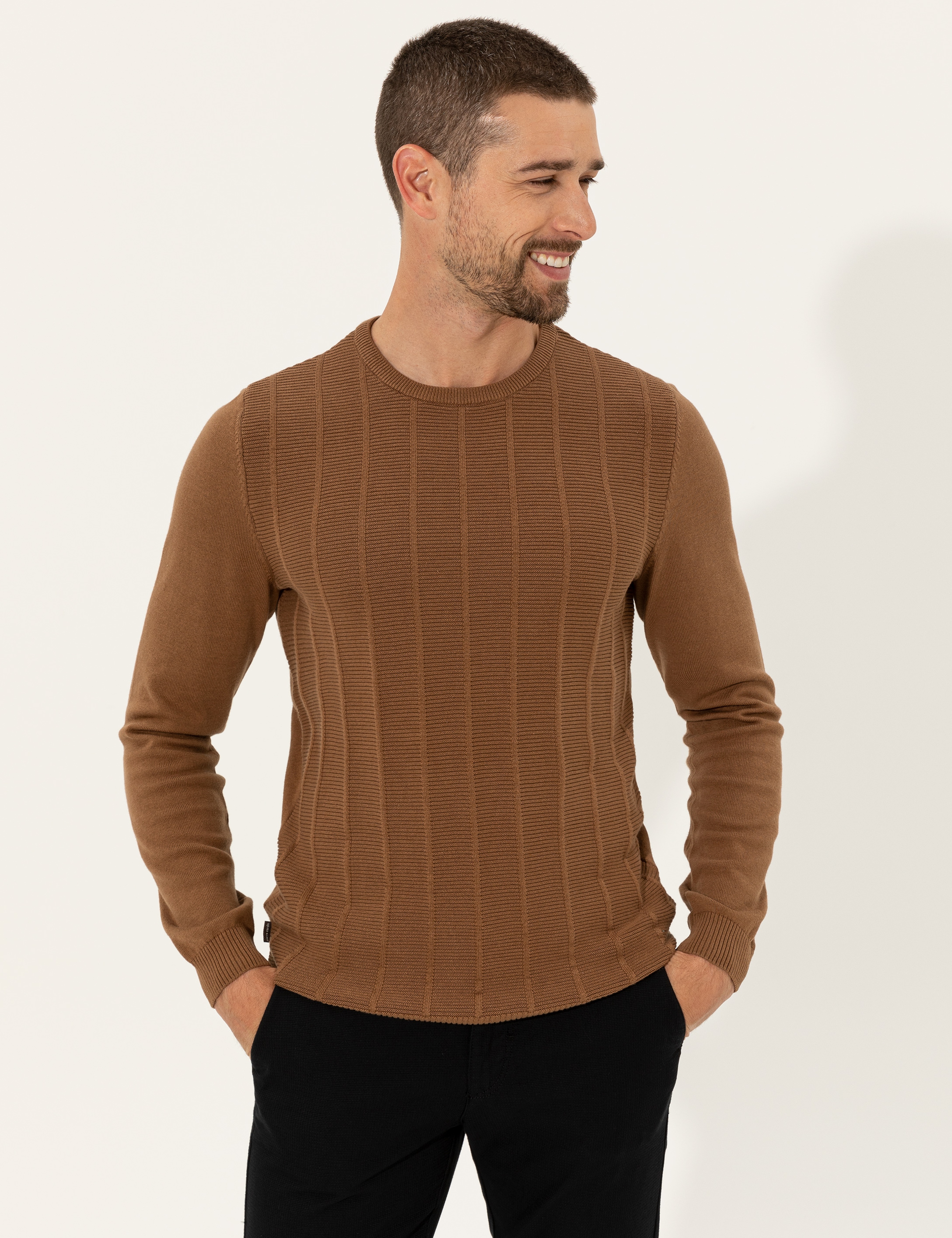 Taba Slim Fit Bisiklet Yaka Triko Kazak