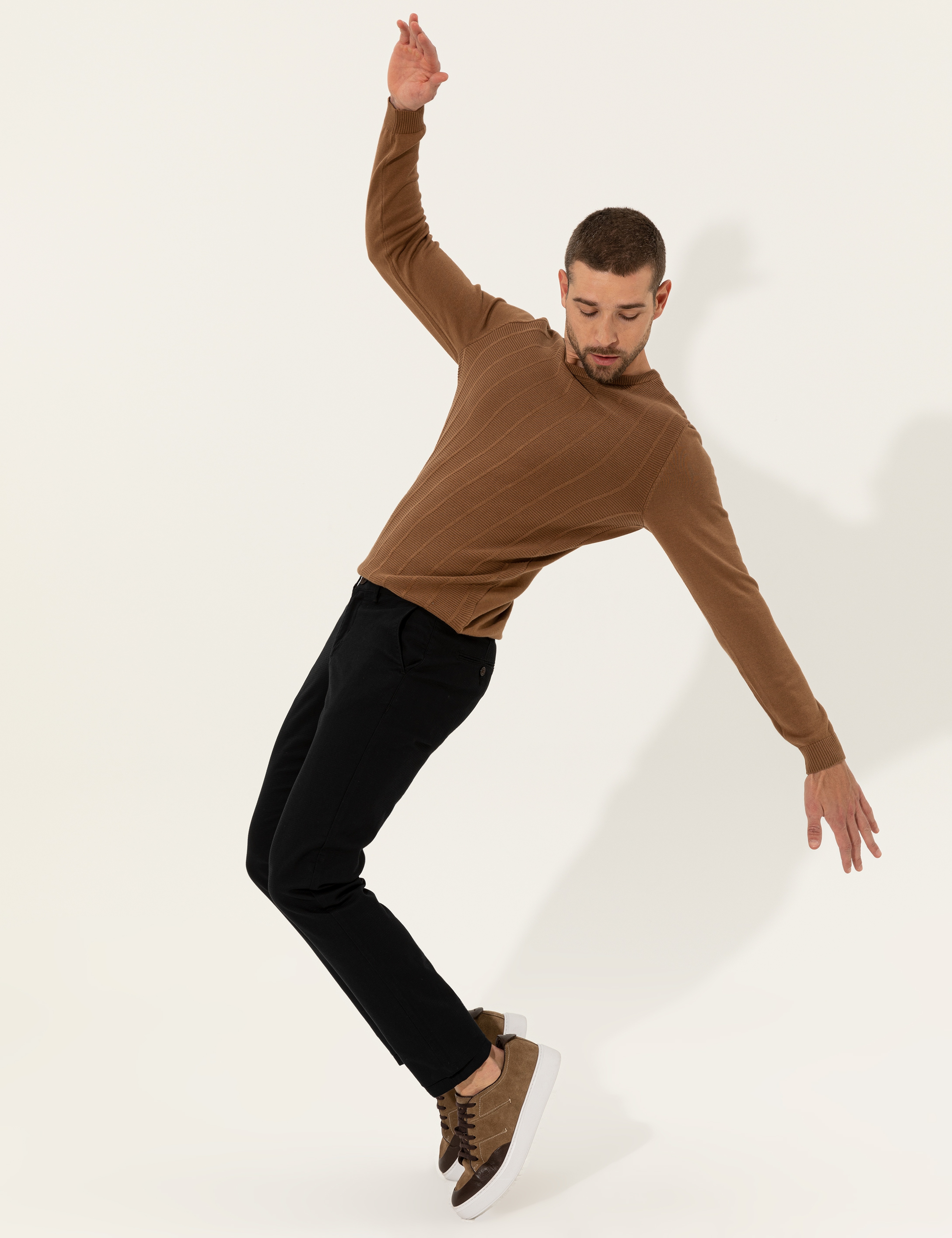 Taba Slim Fit Bisiklet Yaka Triko Kazak - Image 4