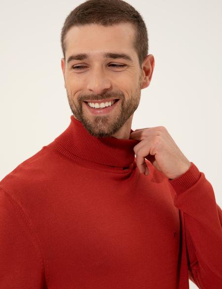 Kiremit Slim Fit Balıkçı Yaka Triko Kazak - 50257065013