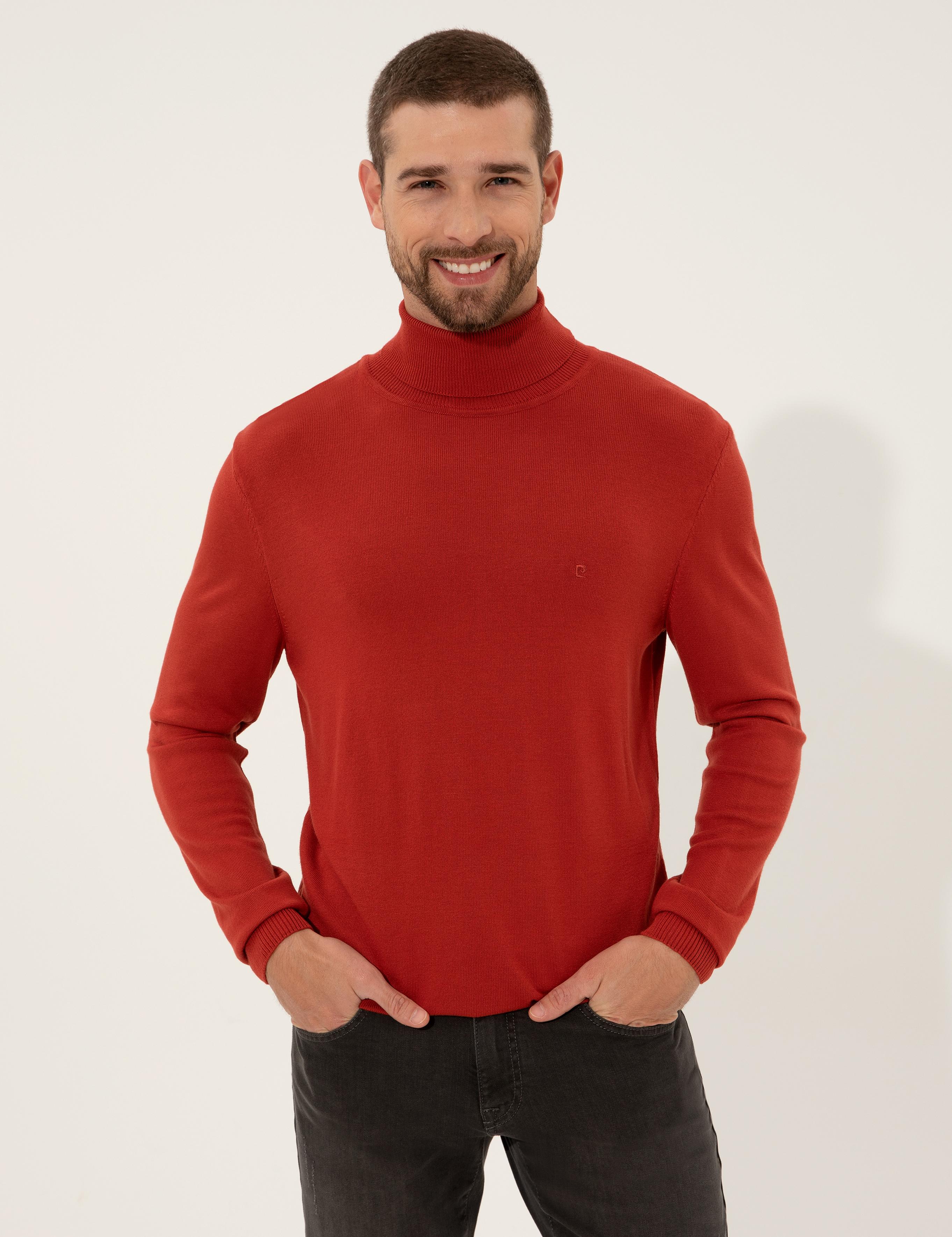 Kiremit Slim Fit Balıkçı Yaka Triko Kazak