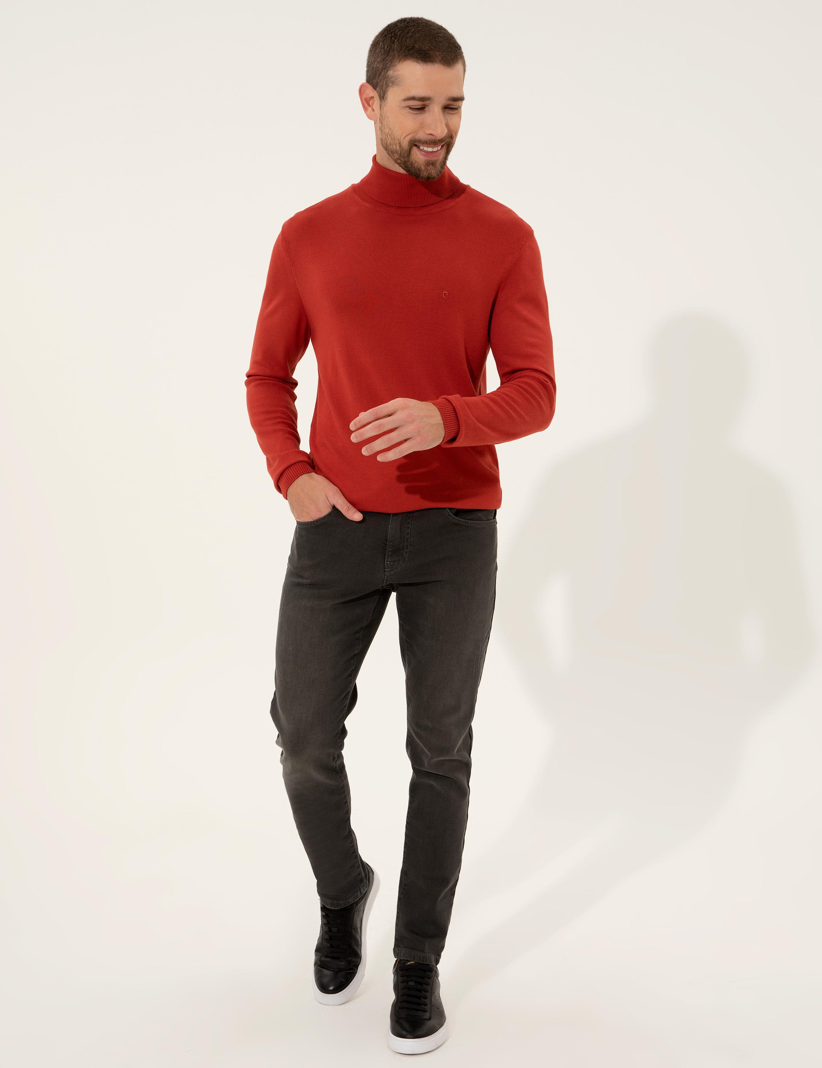 Kiremit Slim Fit Balıkçı Yaka Triko Kazak