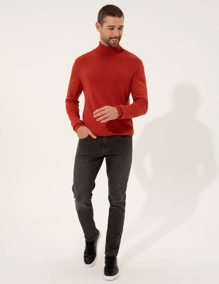 Kiremit Slim Fit Balıkçı Yaka Triko Kazak - 50257065013