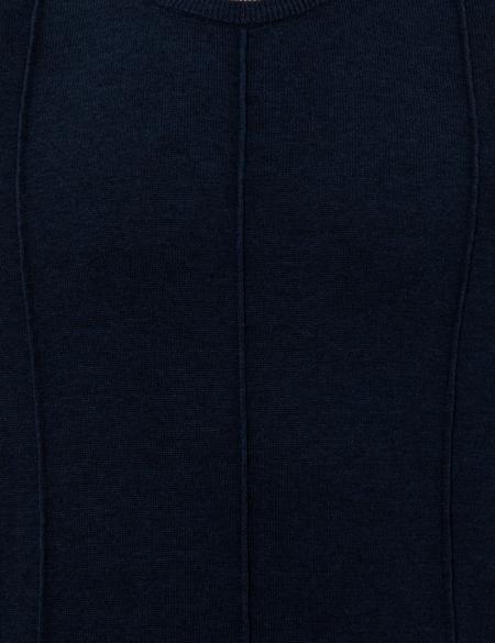 Lacivert Melanj Slim Fit Bisiklet Yaka Triko Kazak - 50257066037