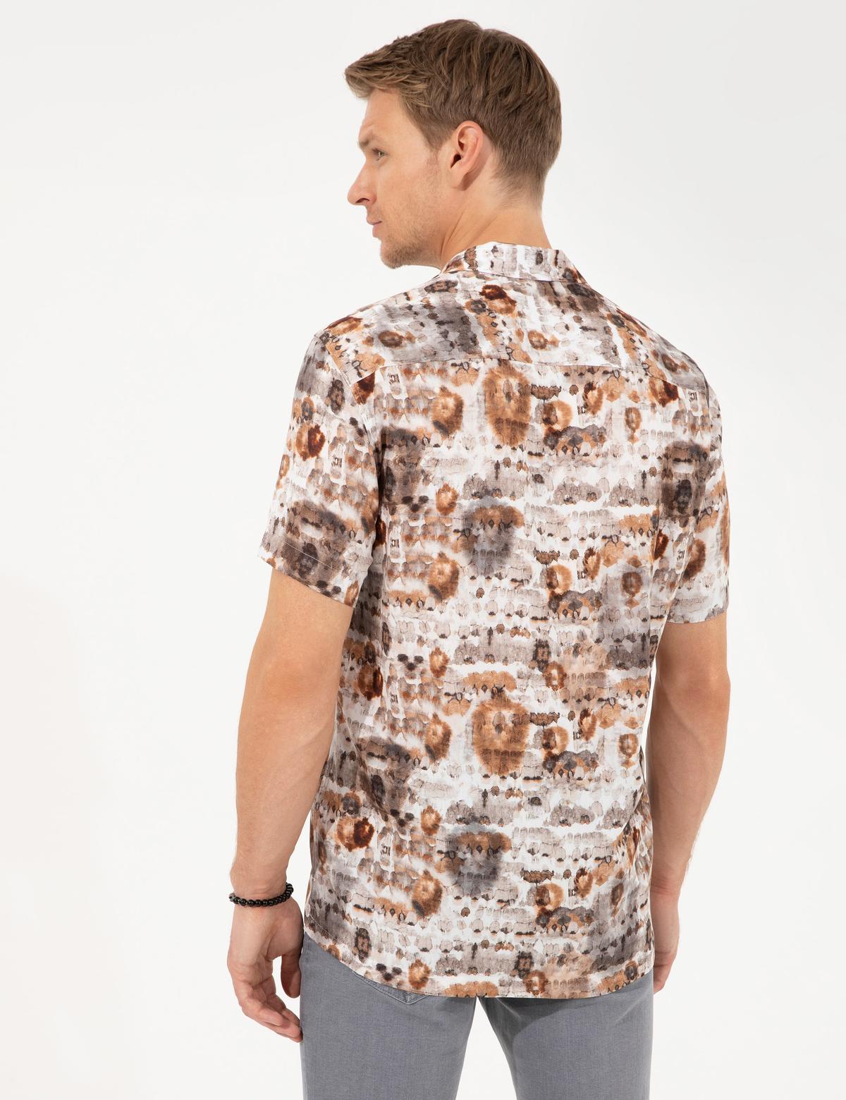 Kahverengi Regular Fit Kısa Kollu Gömlek - 50249680001