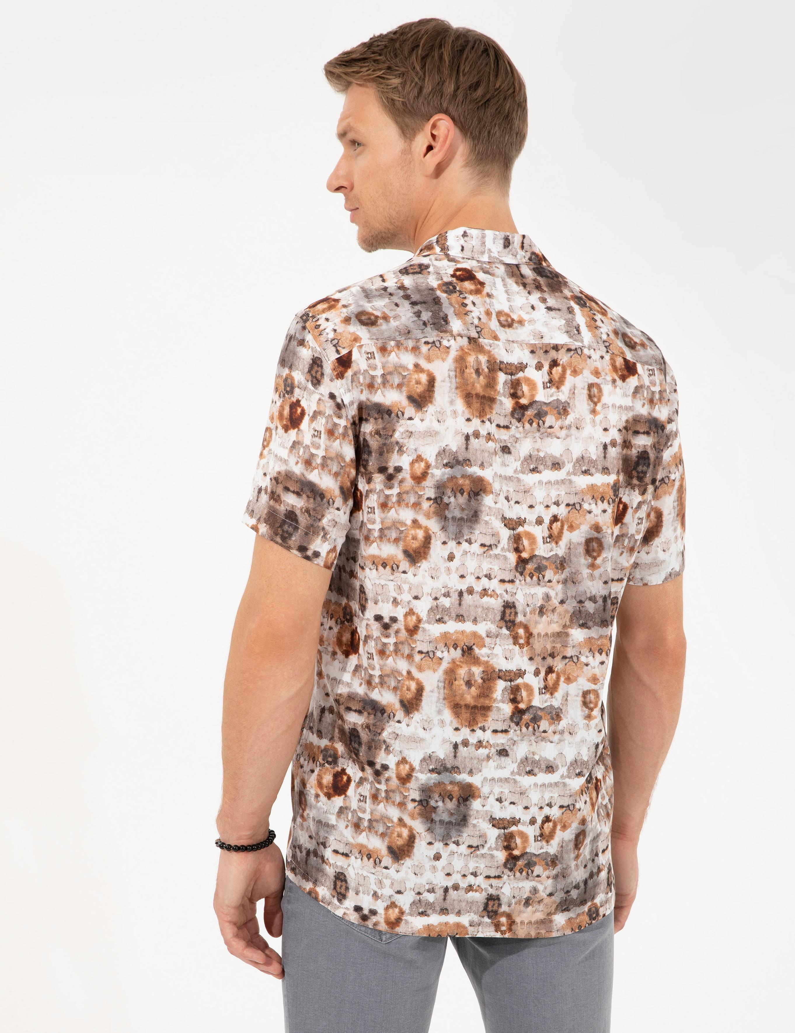 Kahverengi Regular Fit Kısa Kollu Gömlek