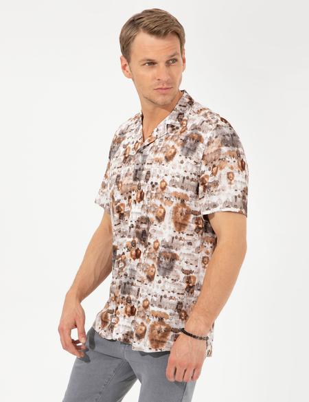 Kahverengi Regular Fit Kısa Kollu Gömlek - 50249680001
