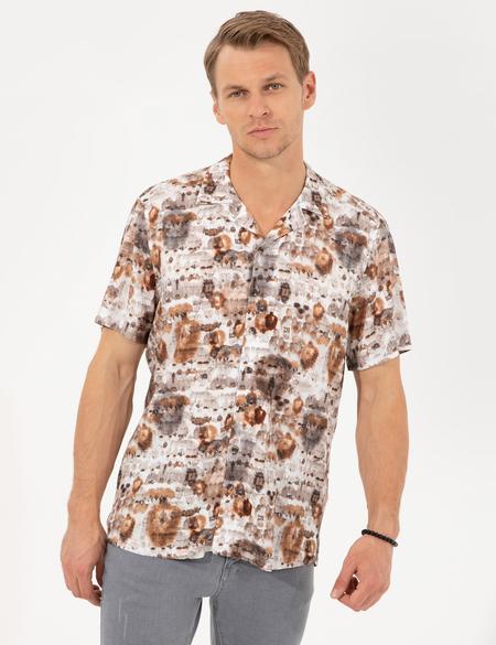 Kahverengi Regular Fit Kısa Kollu Gömlek - 50249680001