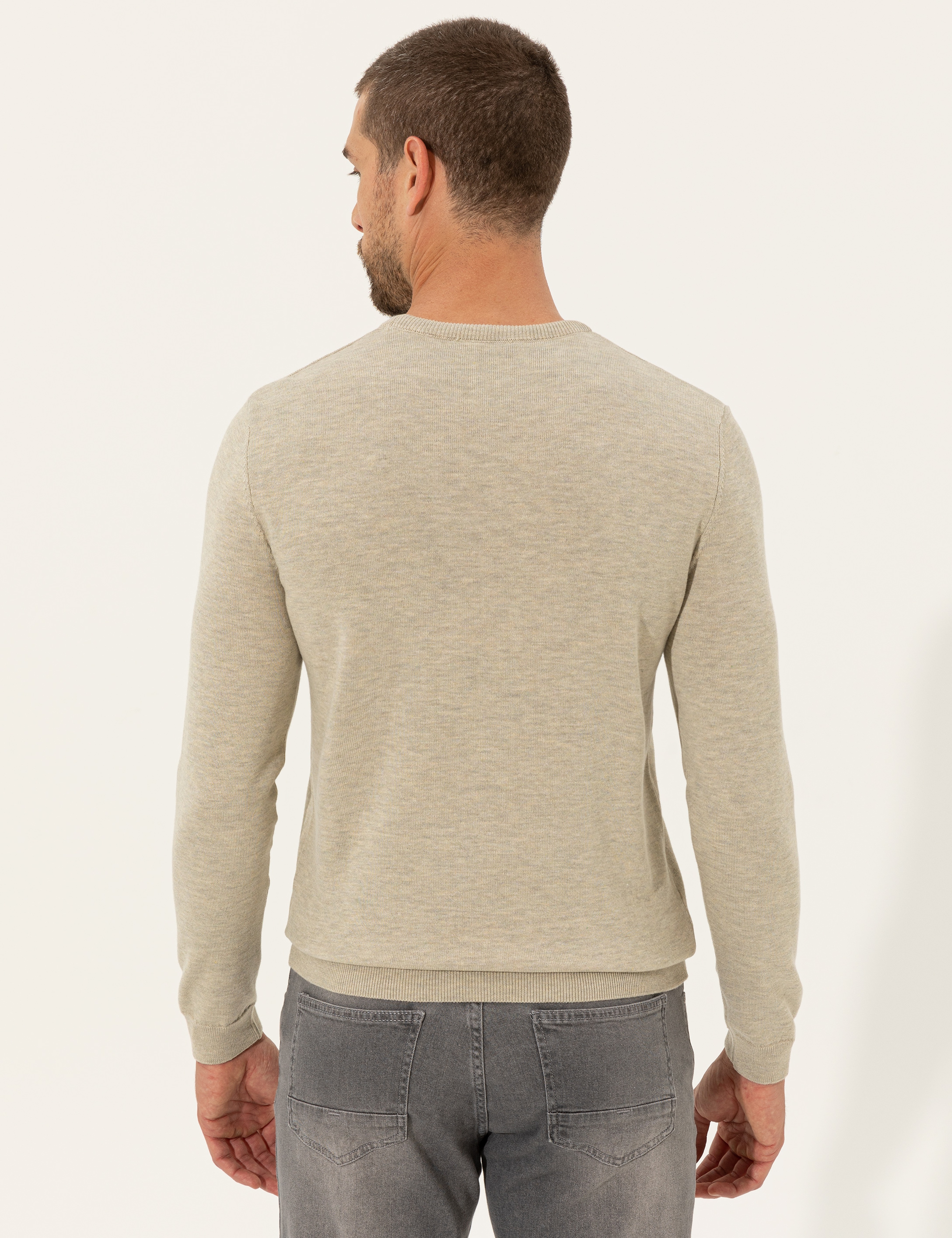 Kum Melanj Slim Fit Bisiklet Yaka Triko Kazak
