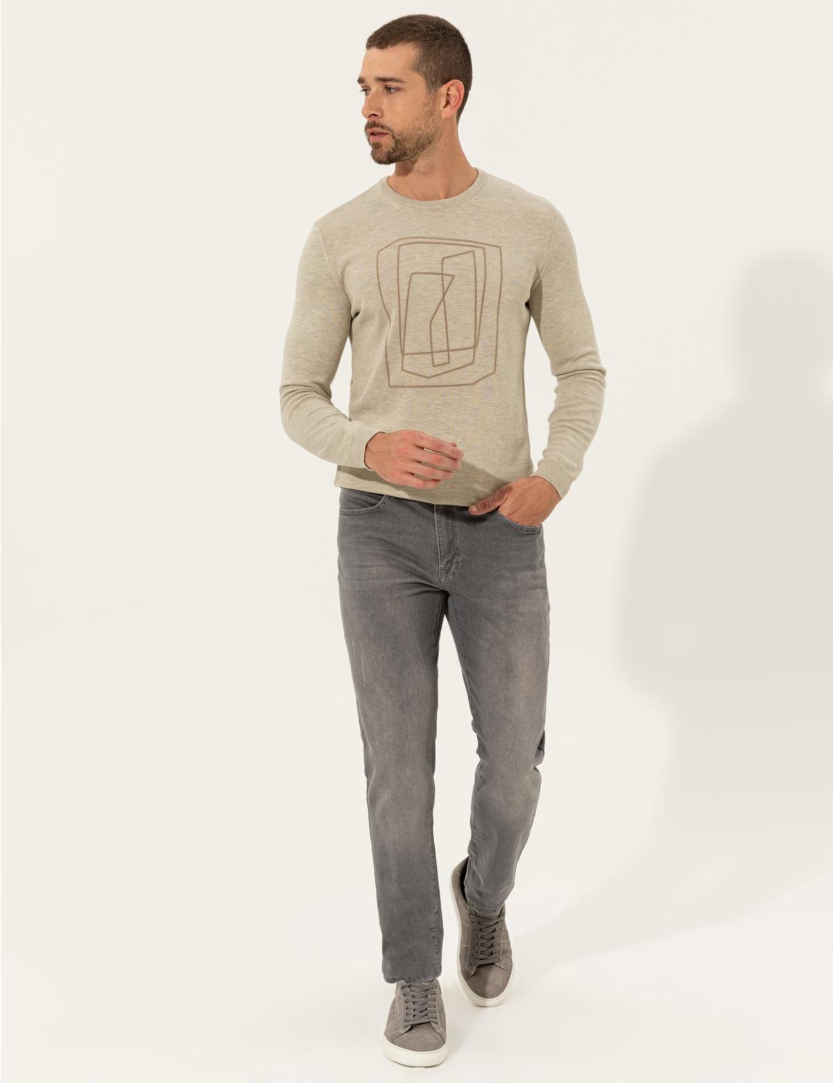 Kum Melanj Slim Fit Bisiklet Yaka Triko Kazak - 50240607048