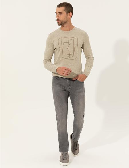 Kum Melanj Slim Fit Bisiklet Yaka Triko Kazak - 50240607048