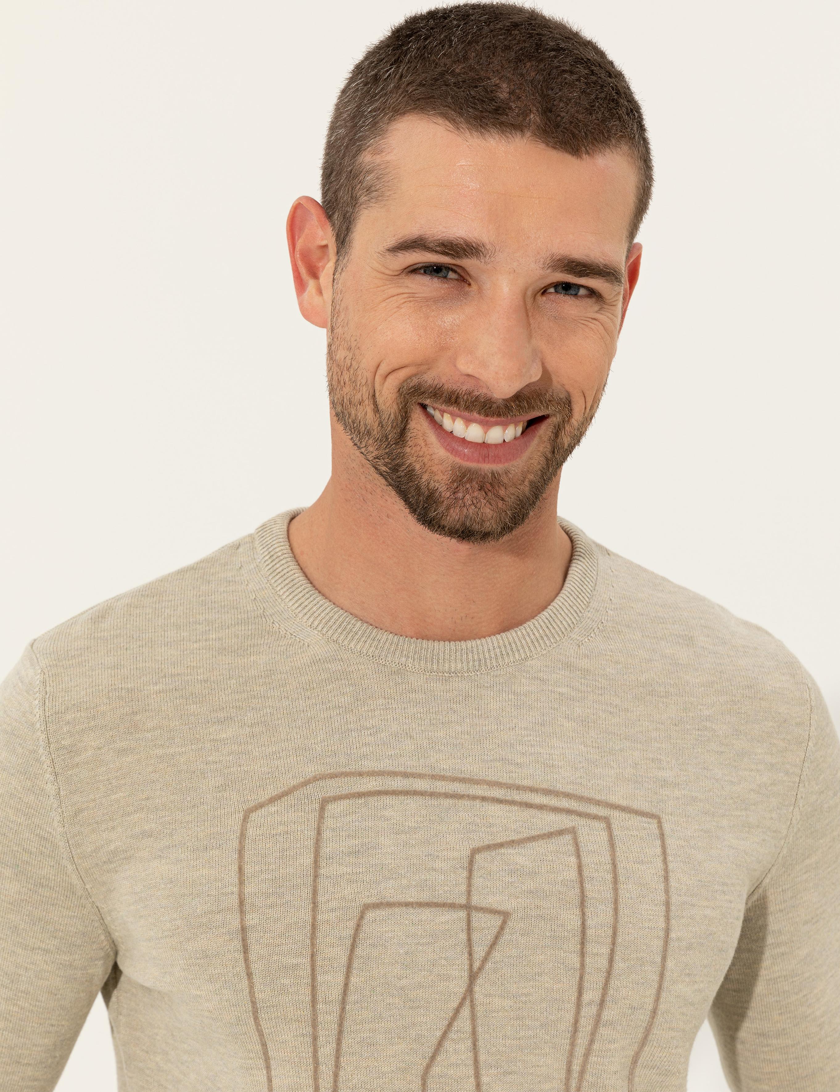 Kum Melanj Slim Fit Bisiklet Yaka Triko Kazak