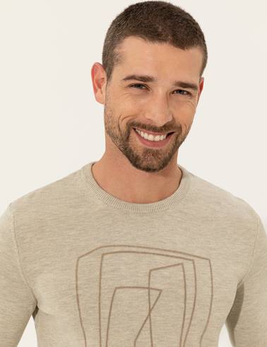 Kum Melanj Slim Fit Bisiklet Yaka Triko Kazak