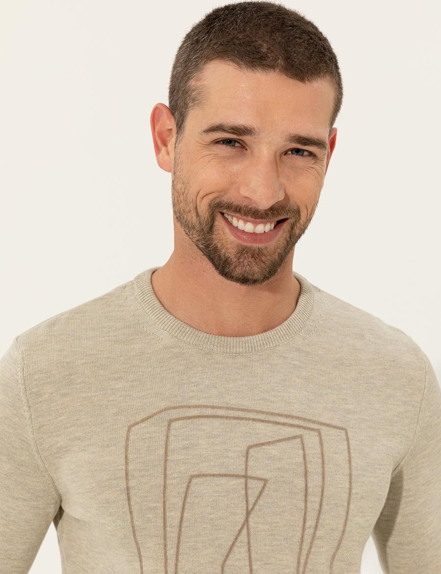 Kum Melanj Slim Fit Bisiklet Yaka Triko Kazak