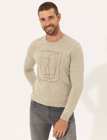 Kum Melanj Slim Fit Bisiklet Yaka Triko Kazak