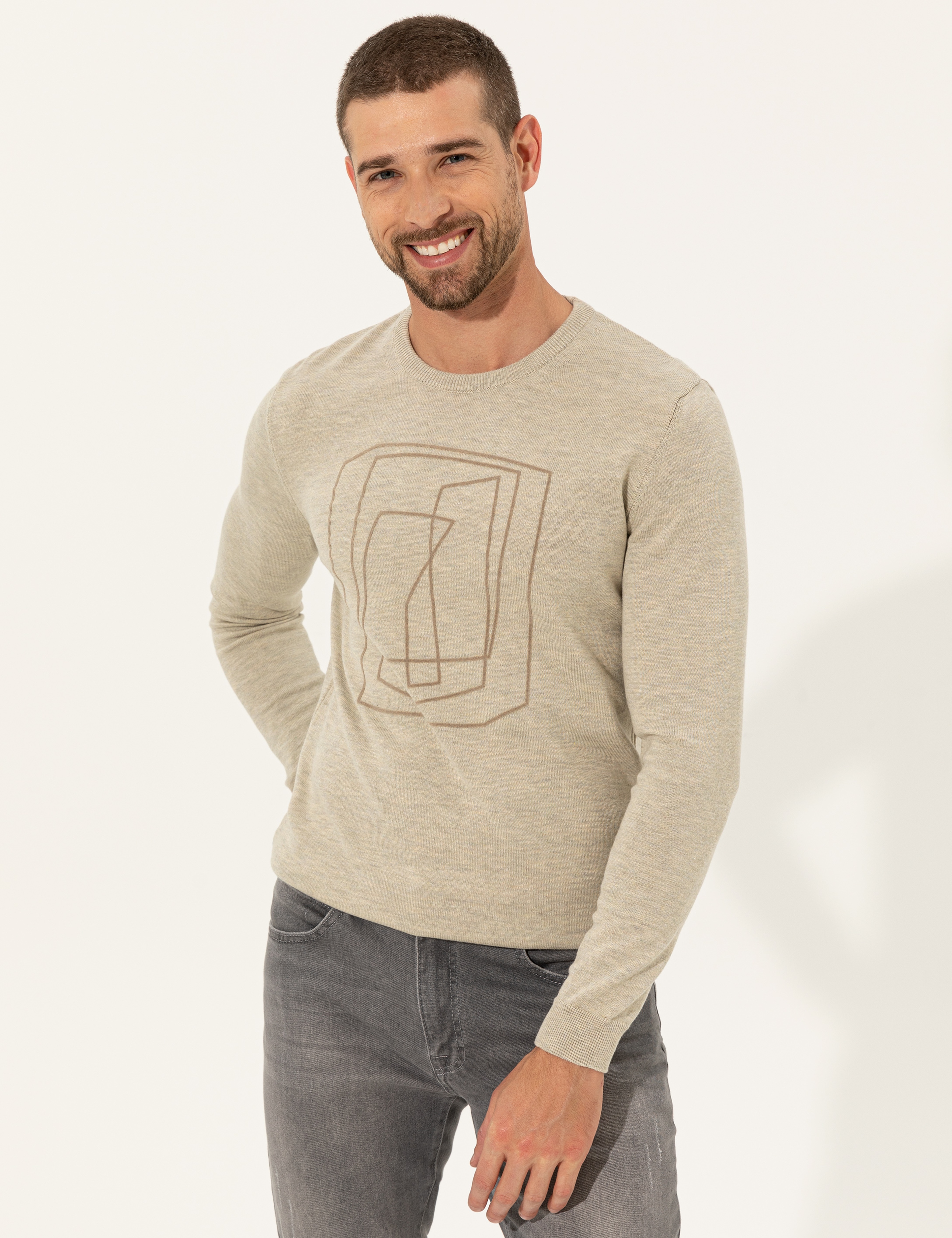 Kum Melanj Slim Fit Bisiklet Yaka Triko Kazak