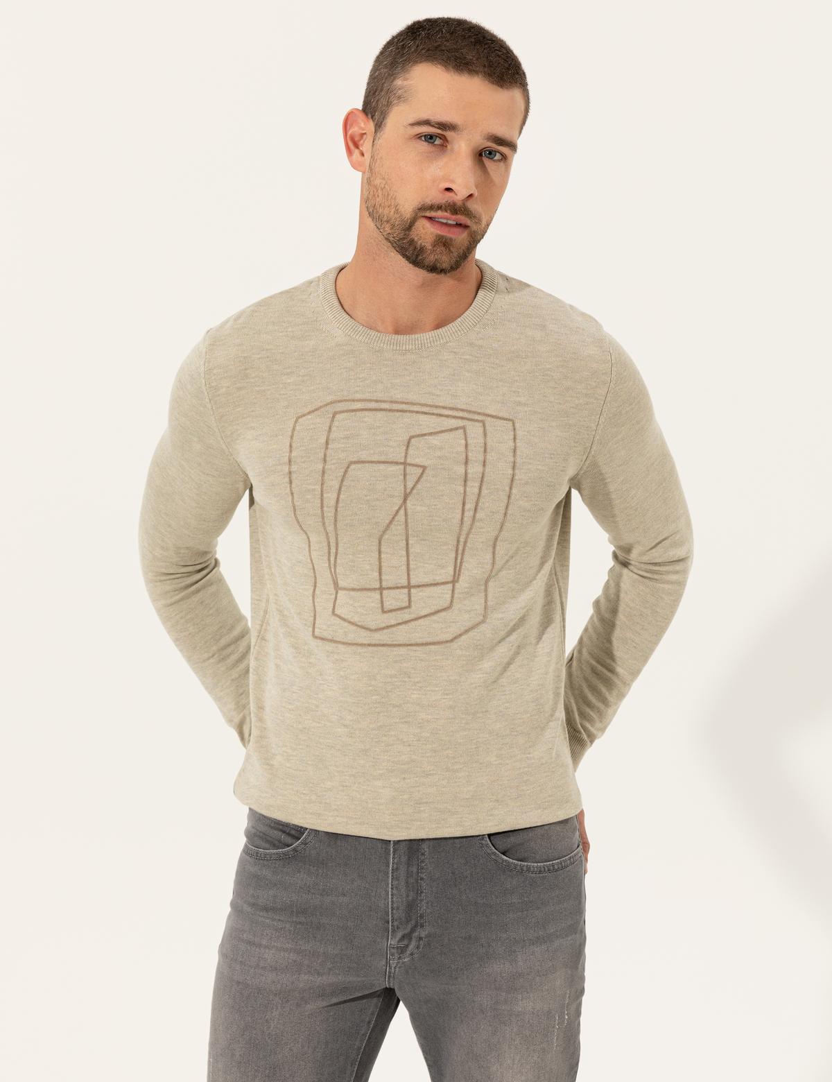 Kum Melanj Slim Fit Bisiklet Yaka Triko Kazak