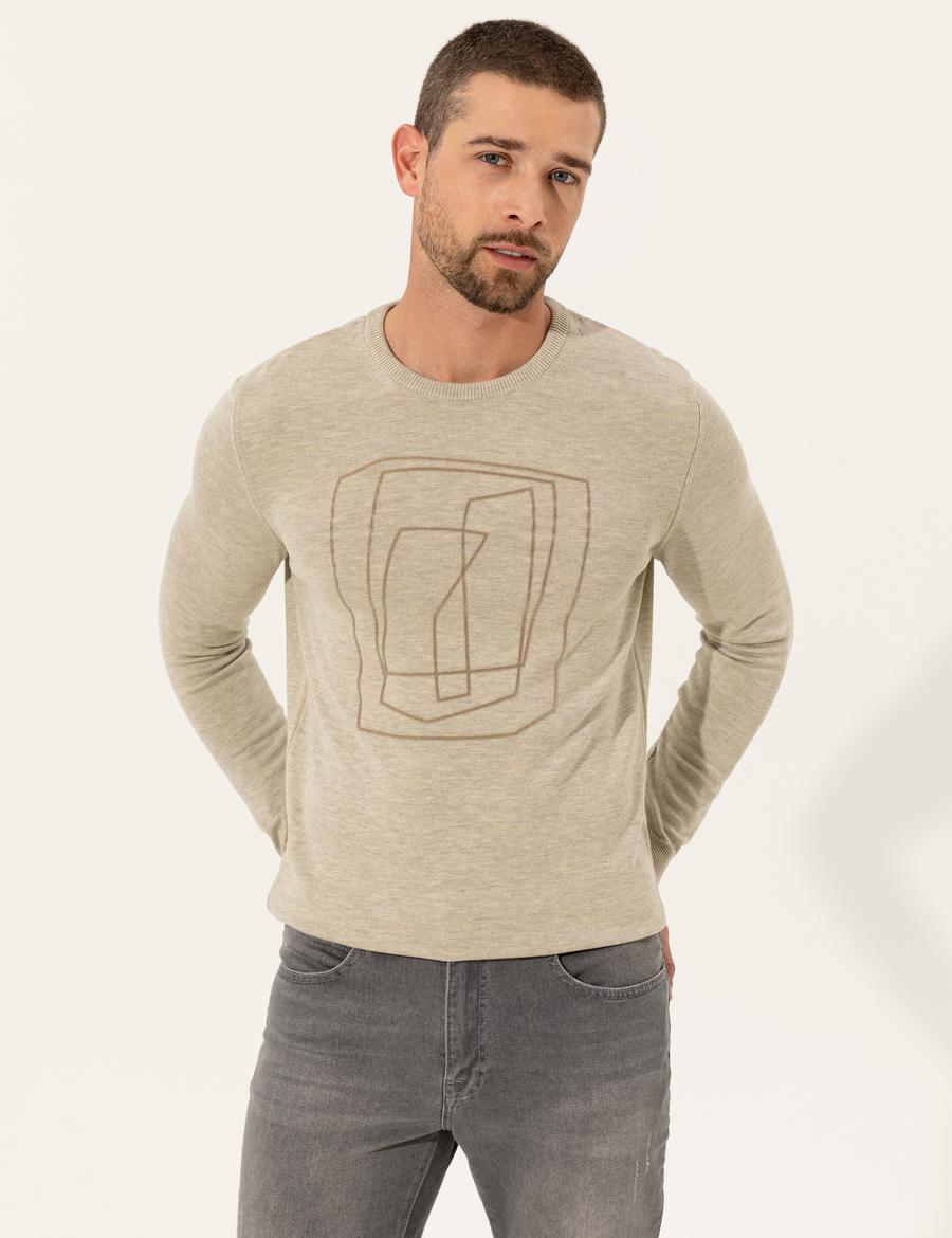 Kum Melanj Slim Fit Bisiklet Yaka Triko Kazak