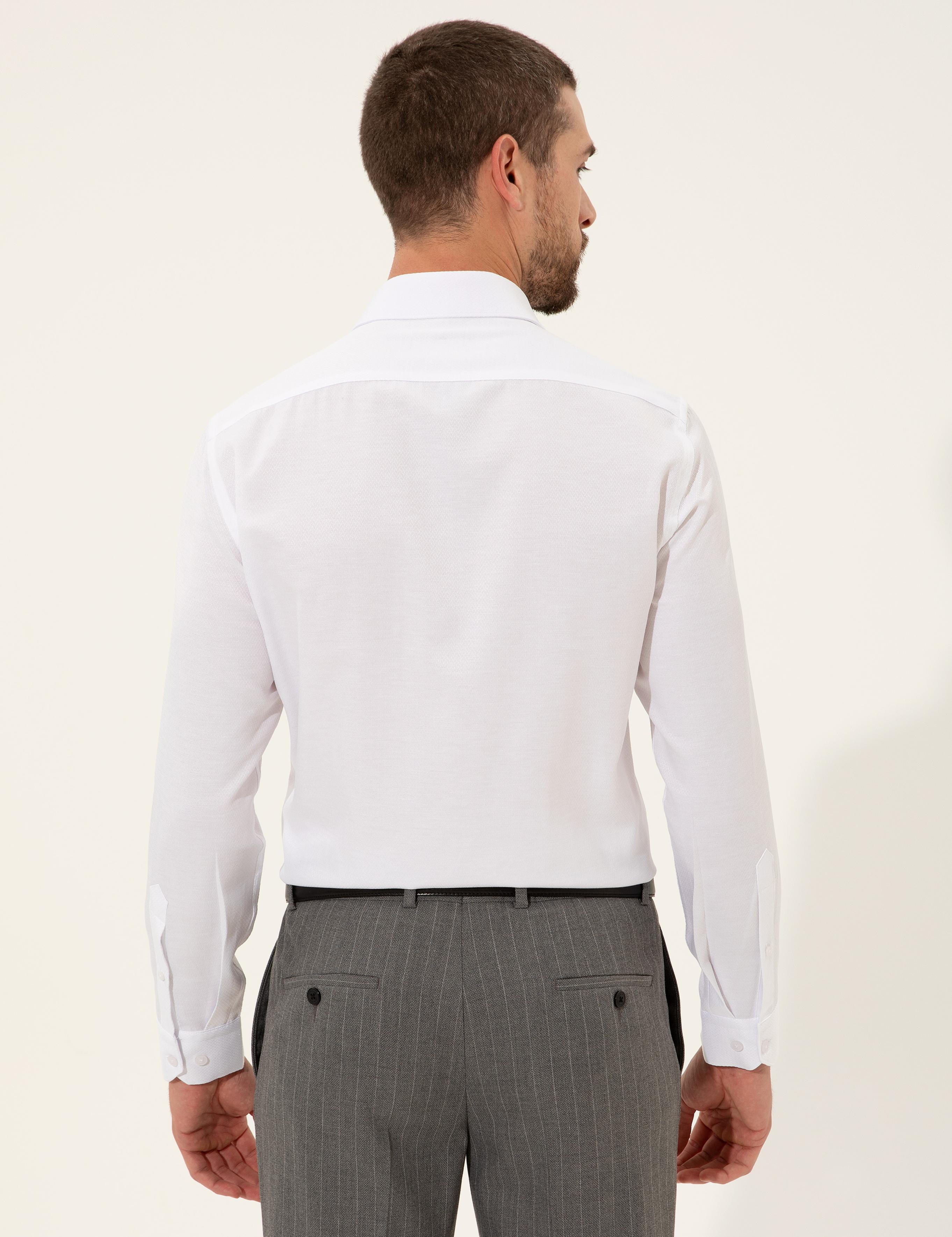 Beyaz Slim Fit Uzun Kollu Gömlek