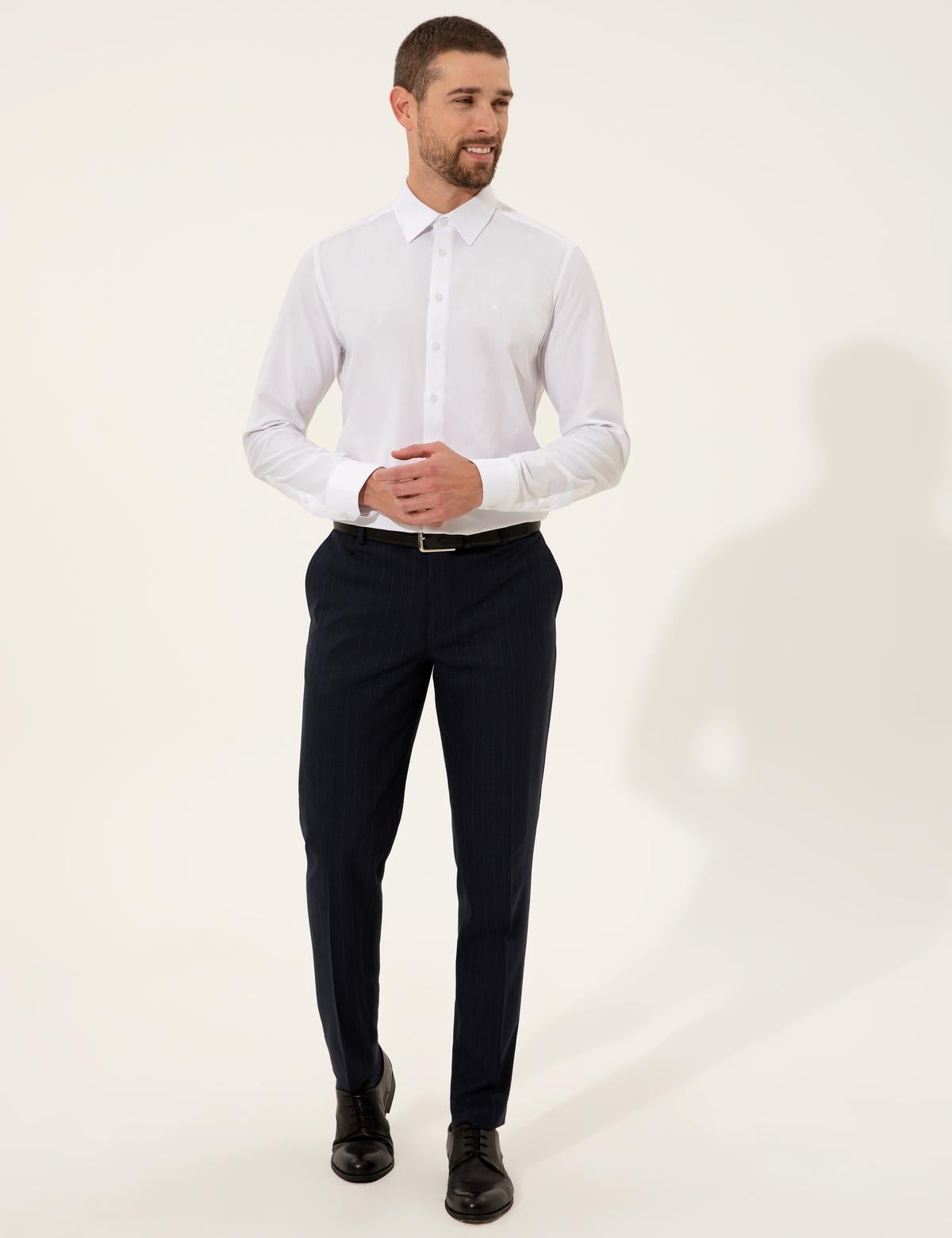 Beyaz Slim Fit Uzun Kollu Gömlek - 50255232008