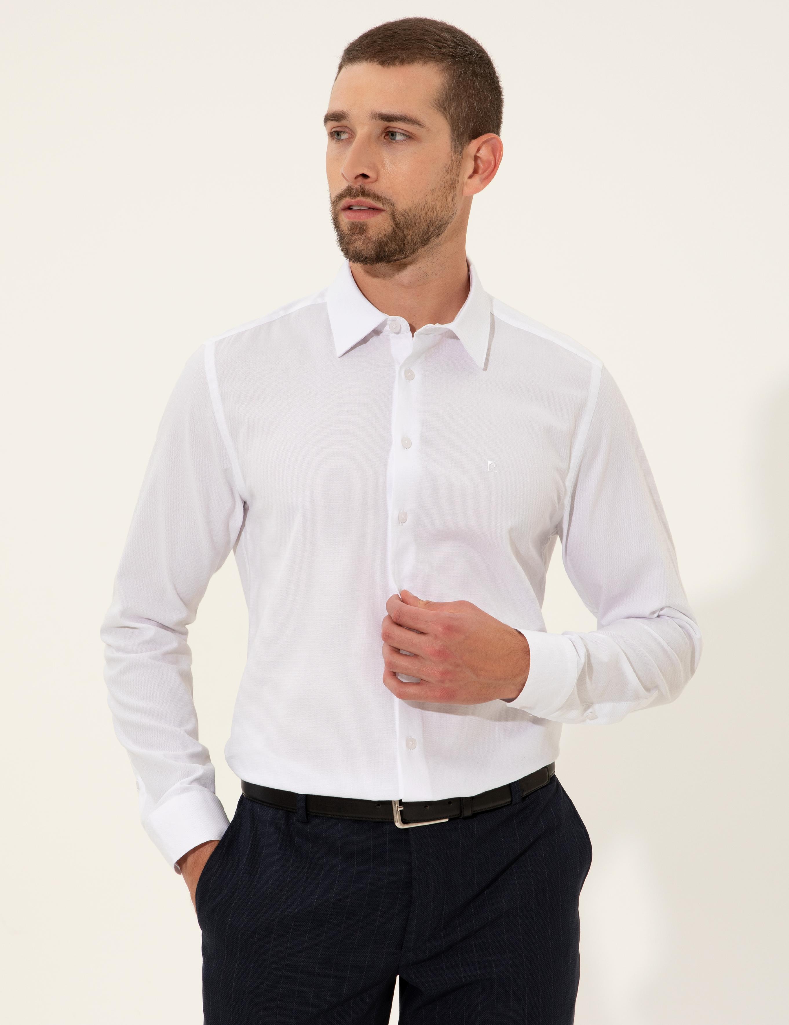 Beyaz Slim Fit Uzun Kollu Gömlek