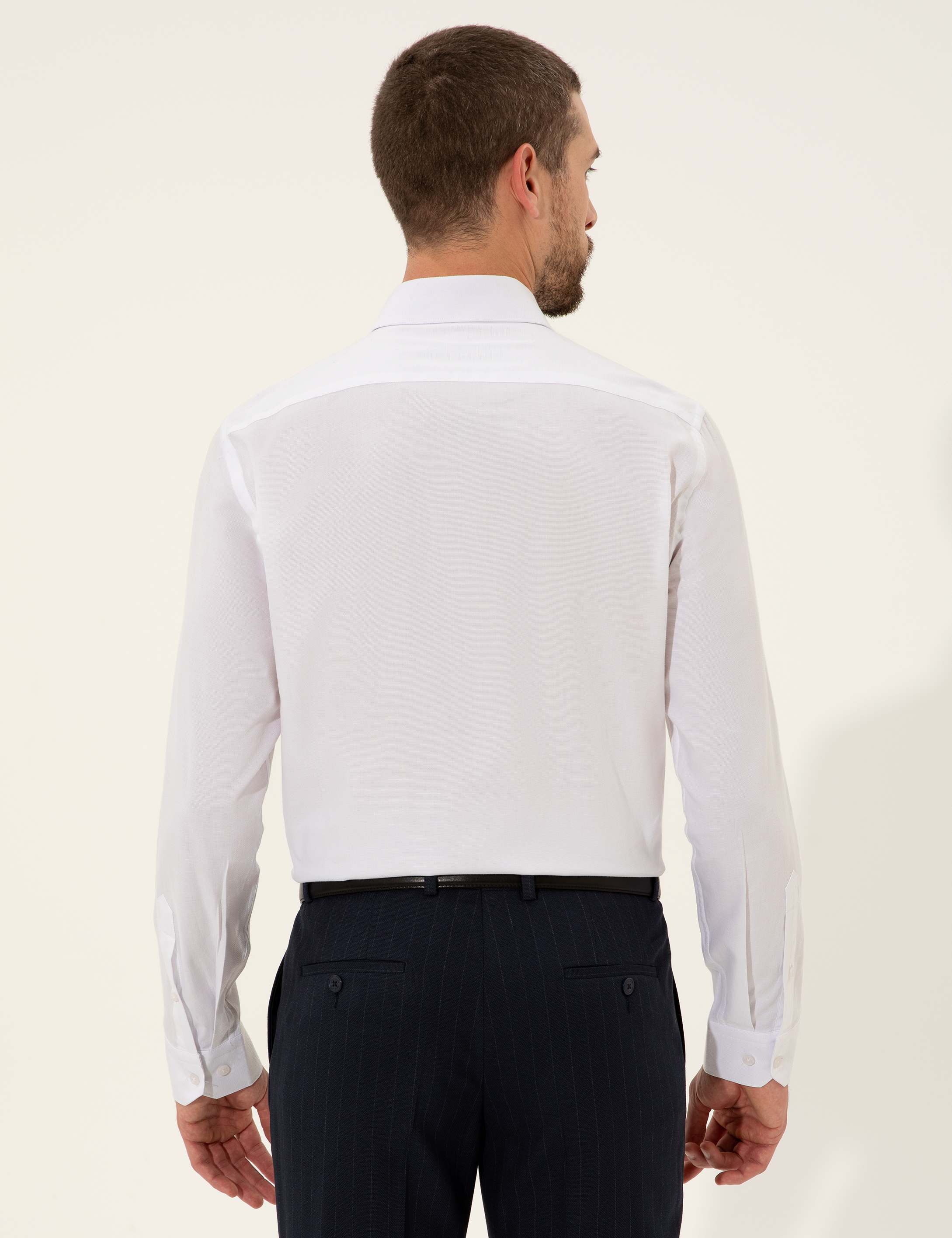 Beyaz Slim Fit Uzun Kollu Gömlek - Image 5