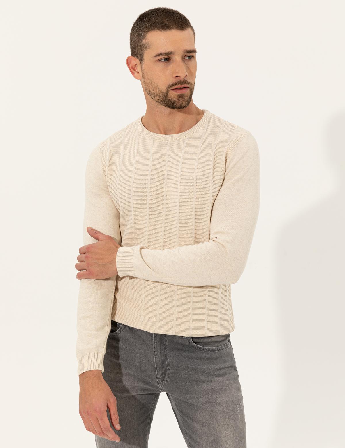 Kum Melanj Slim Fit Bisiklet Yaka Triko Kazak - 50257067047