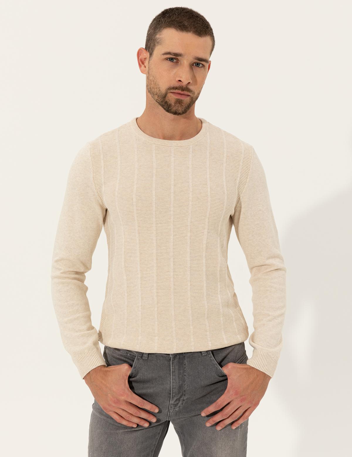 Kum Melanj Slim Fit Bisiklet Yaka Triko Kazak