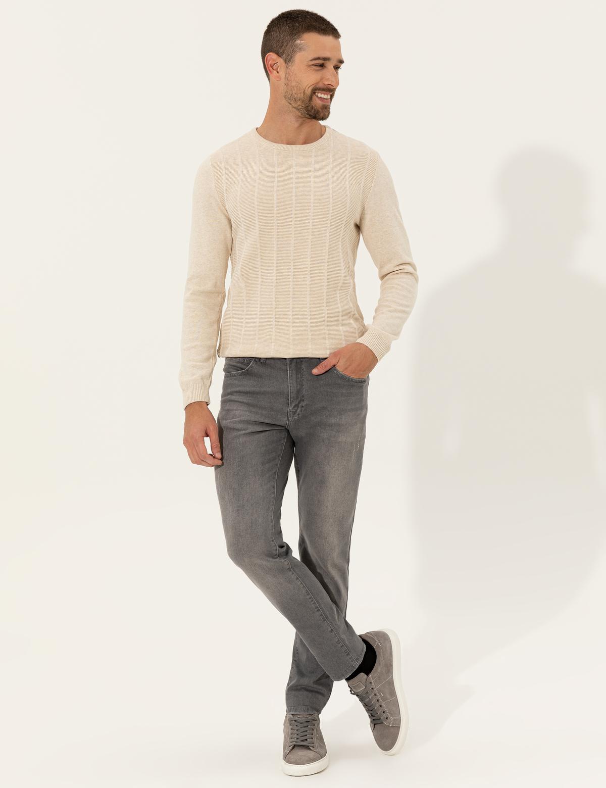 Kum Melanj Slim Fit Bisiklet Yaka Triko Kazak - 50257067047