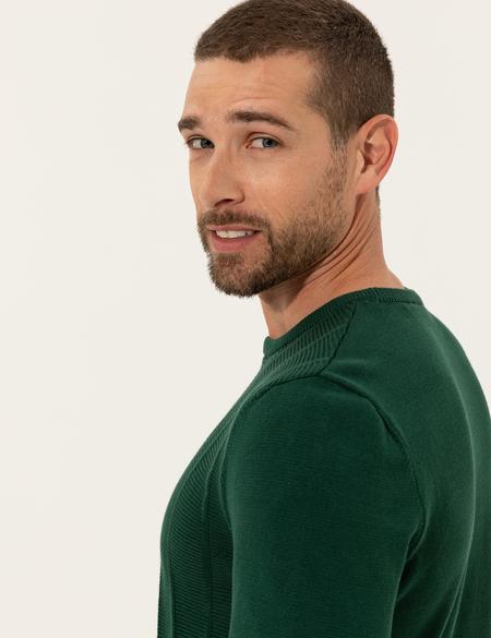 Yeşil Slim Fit Bisiklet Yaka Triko Kazak - 50257067007