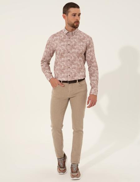 Bej Slim Fit Uzun Kollu Gömlek - 50255200008