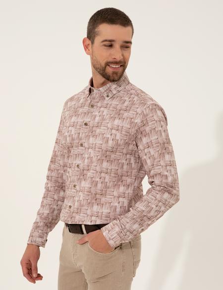 Bej Slim Fit Uzun Kollu Gömlek - 50255200008