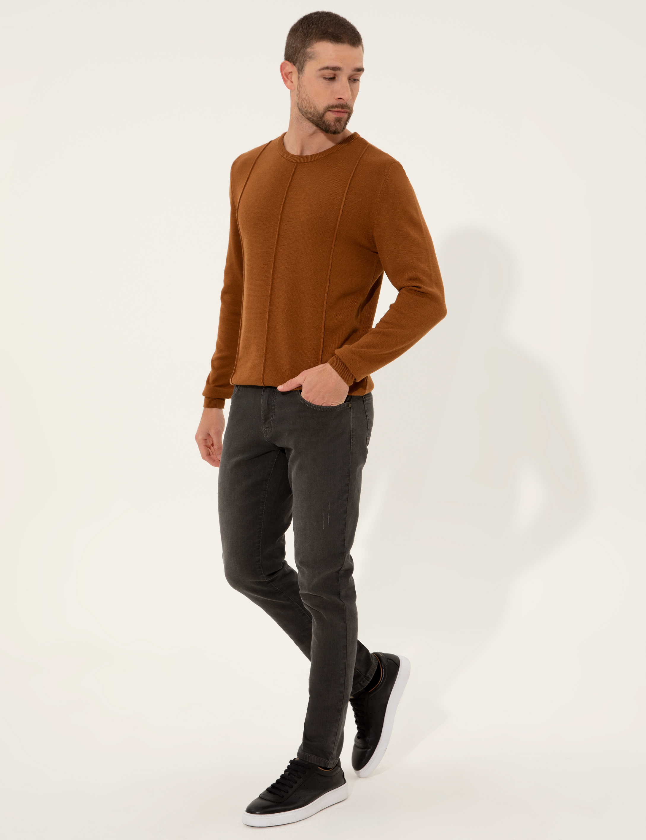 Tarçın Slim Fit Bisiklet Yaka Triko Kazak