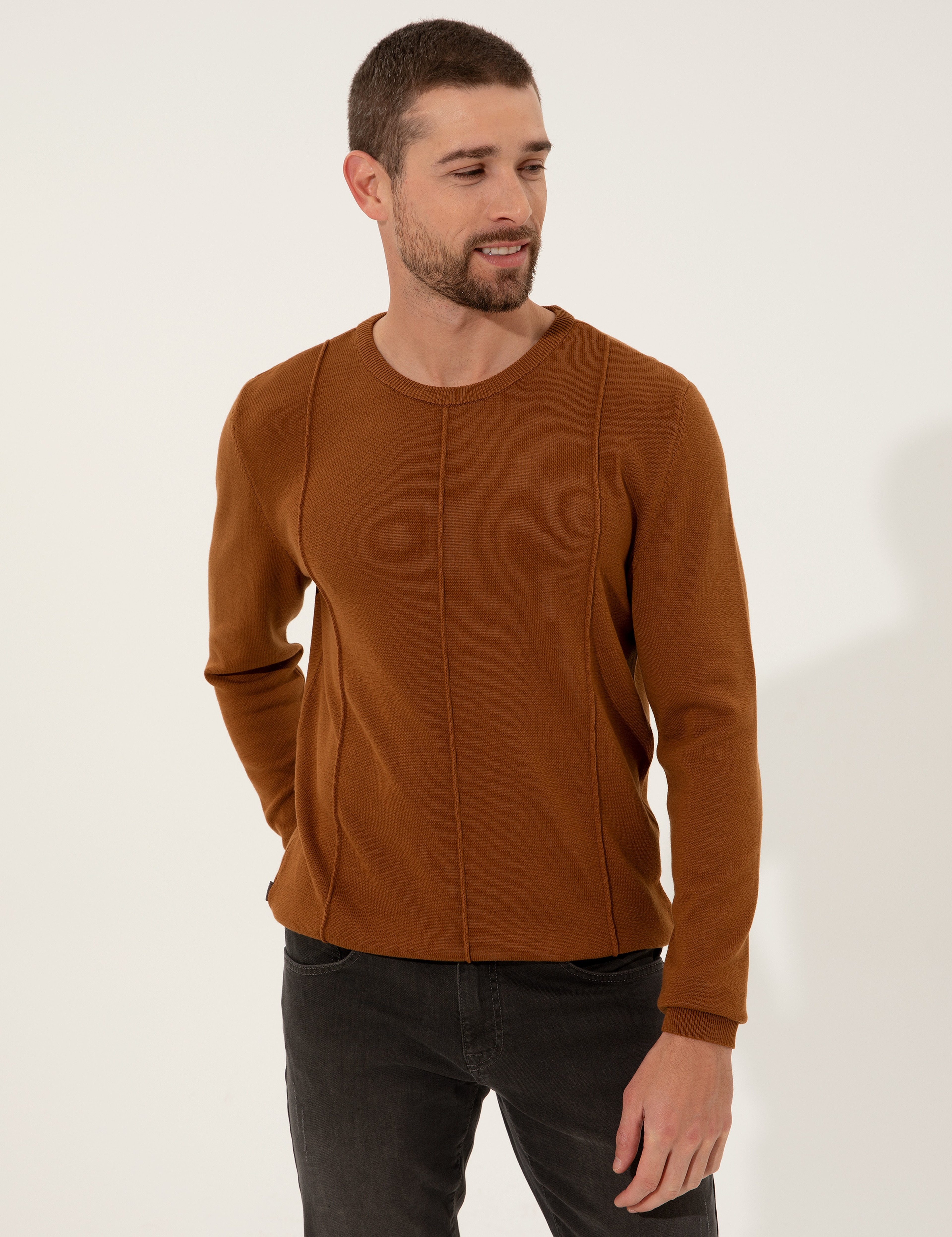 Tarçın Slim Fit Bisiklet Yaka Triko Kazak - Image 2