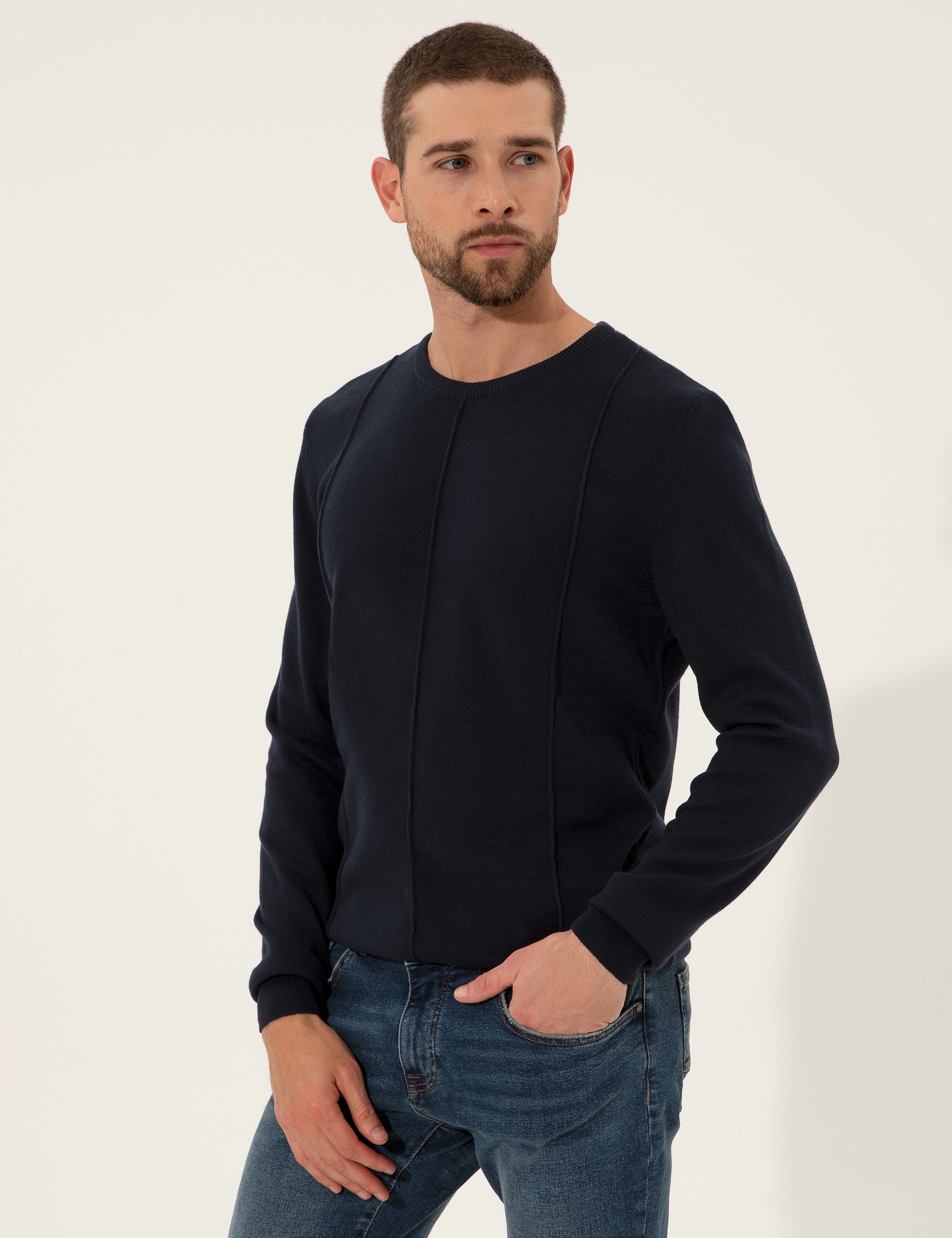 Lacivert Slim Fit Kazak - Image 3