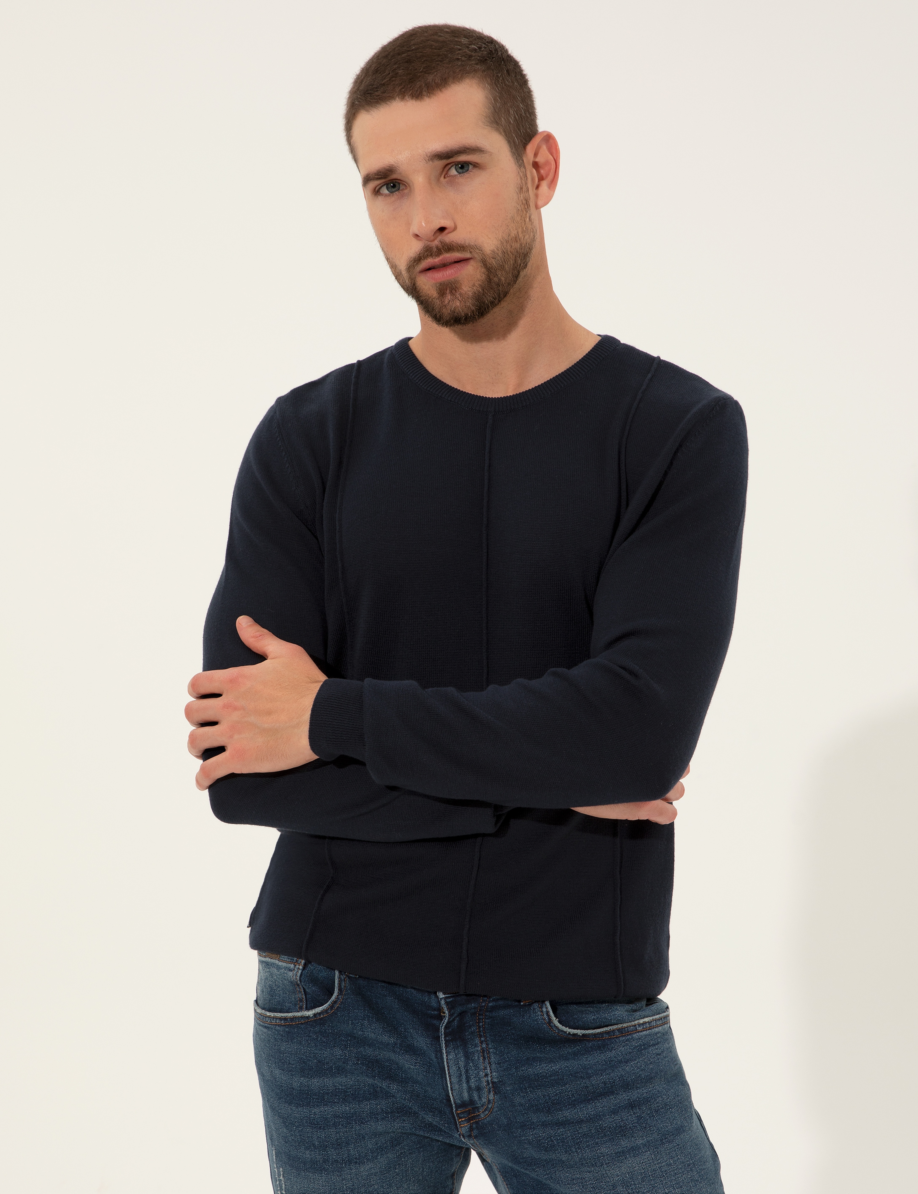 Lacivert Slim Fit Kazak - Image 2