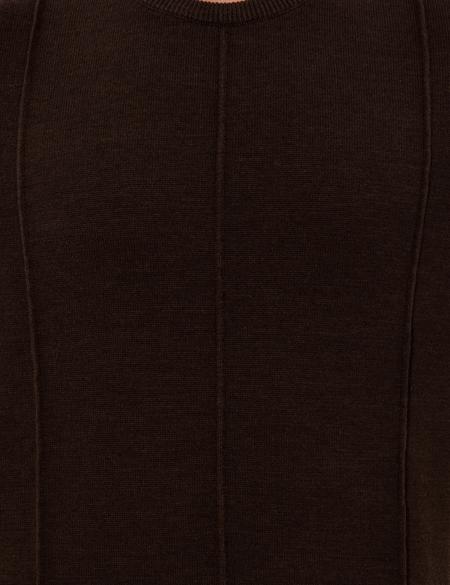 Kahverengi Slim Fit Bisiklet Yaka Triko Kazak - 50257066017