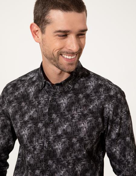 Siyah Slim Fit Uzun Kollu Gömlek - 50255199007