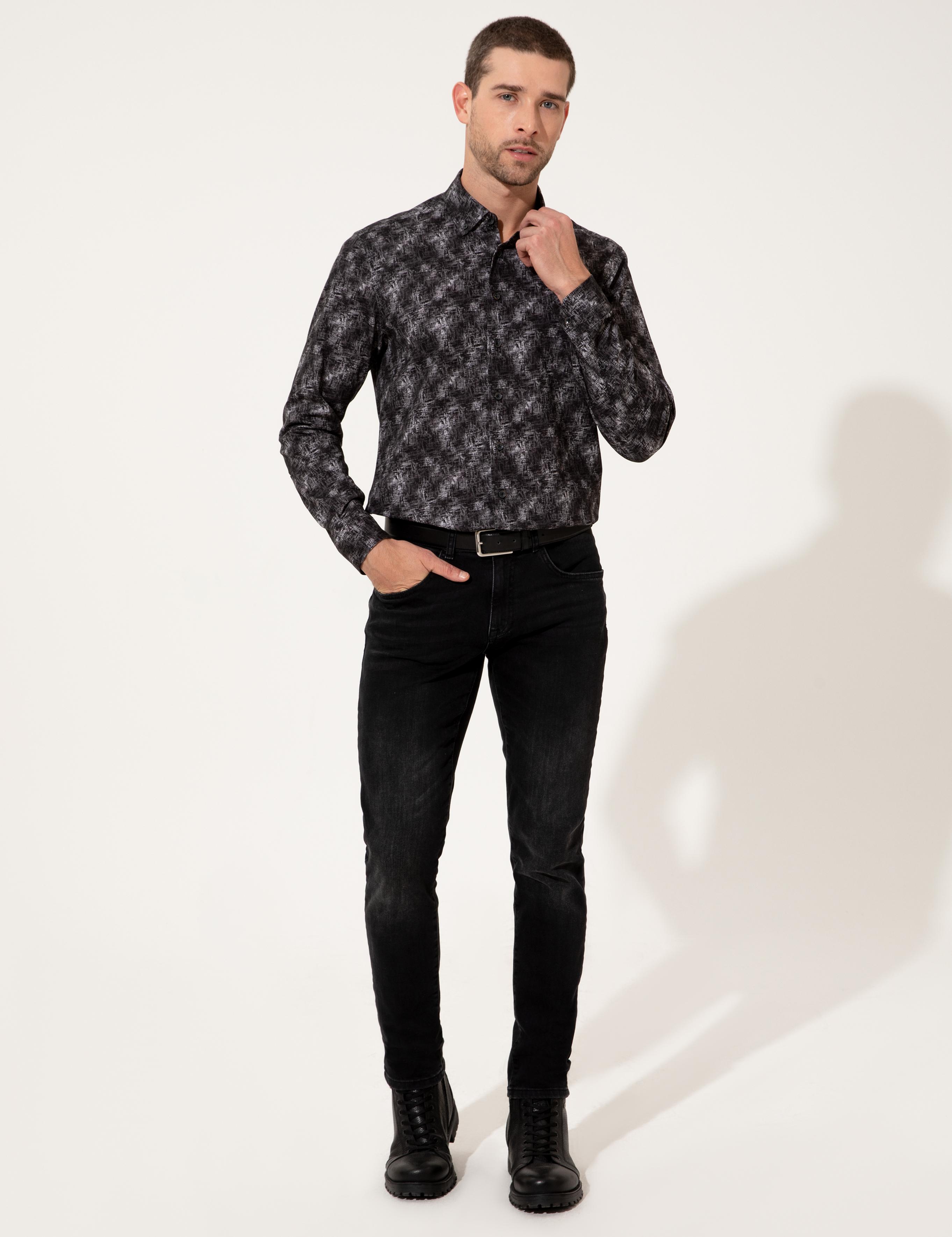 Siyah Slim Fit Uzun Kollu Gömlek