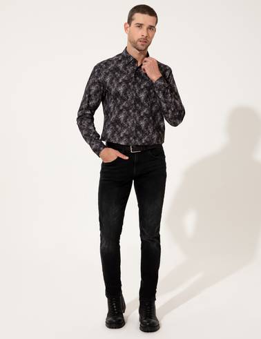 Siyah Slim Fit Uzun Kollu Gömlek